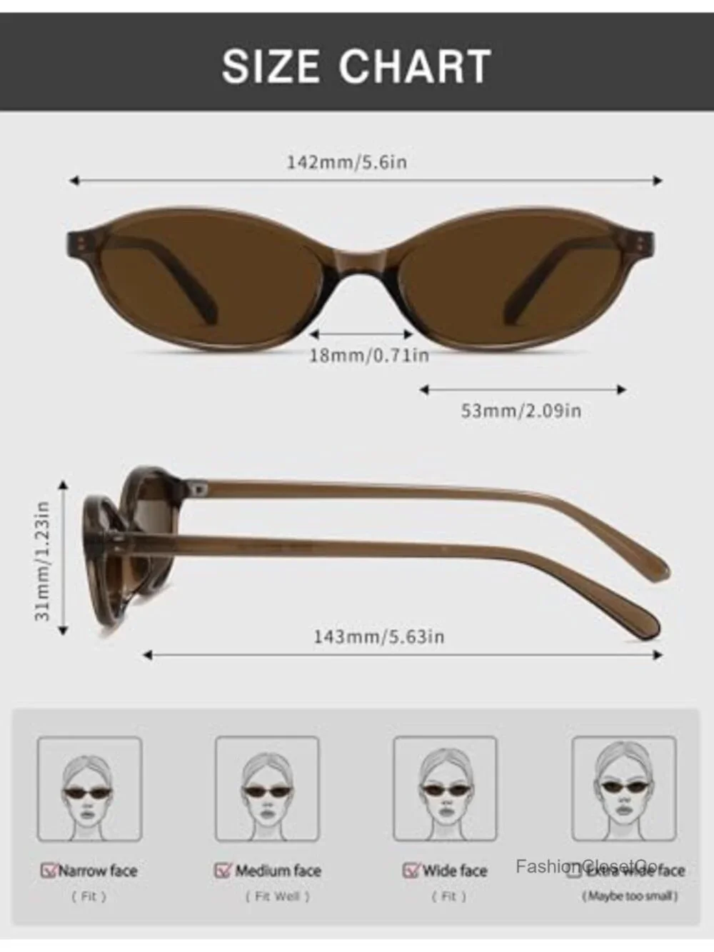 Retro Oval Cat Eye Sunglasses UV400 Polycarbonate Small